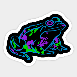 Blue Neon Frog Outline Sticker